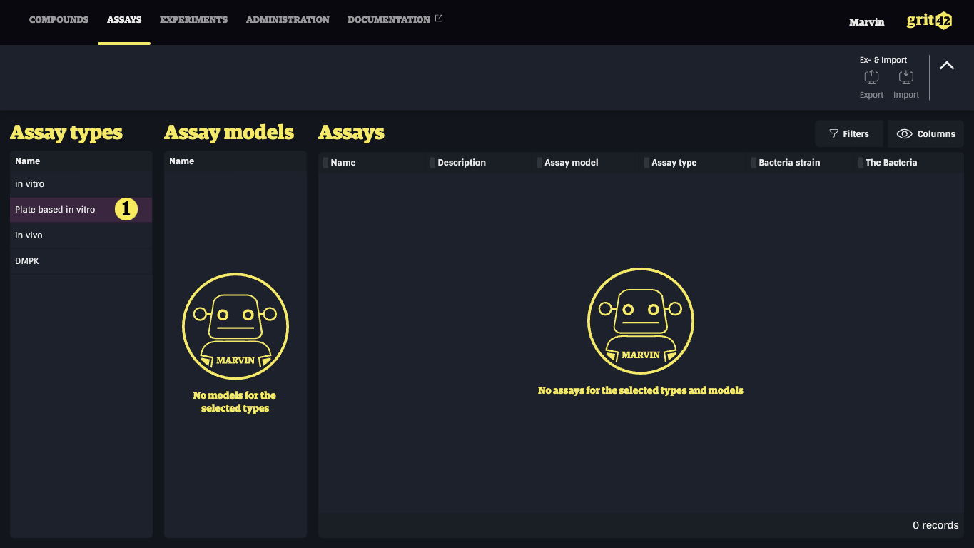 Assay types filtering