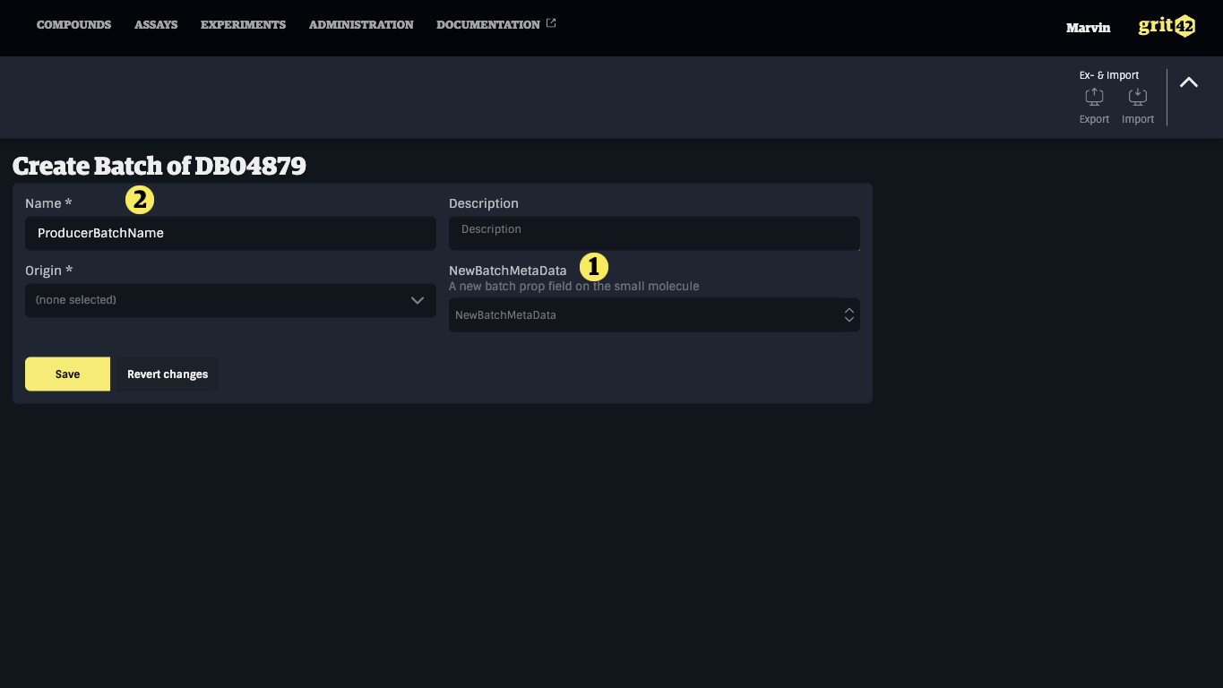 The Batch registration form