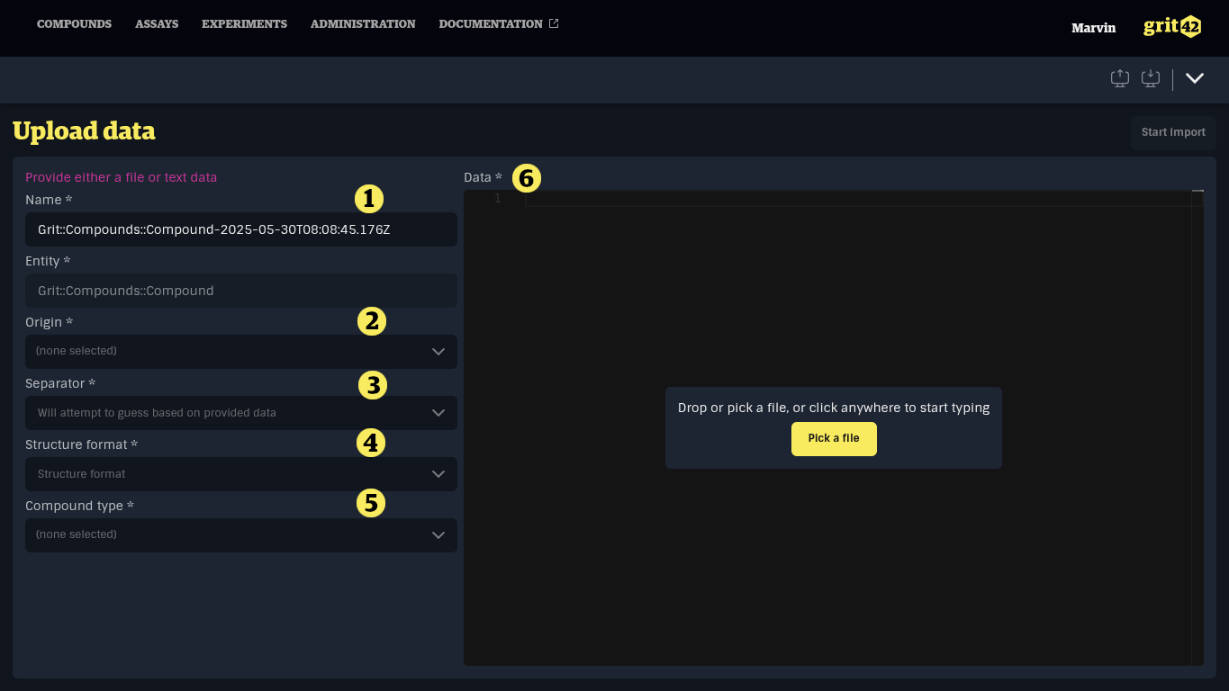 Compound import form