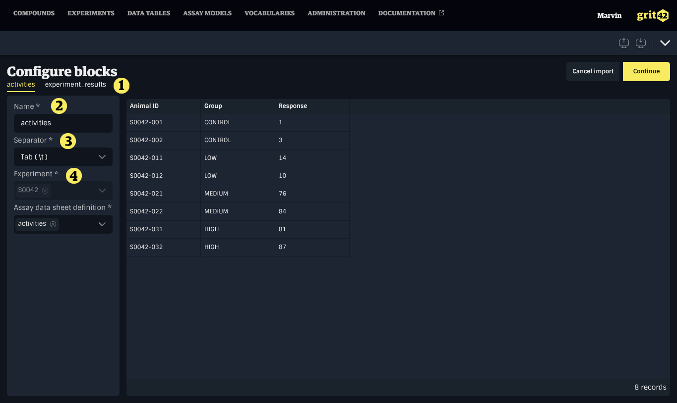 Configure blocks