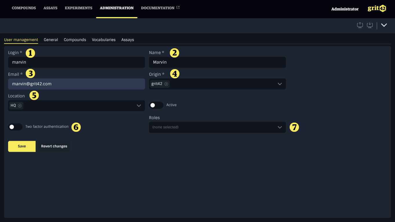 User creation form