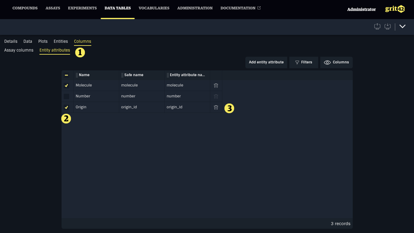 Removing attribute columns