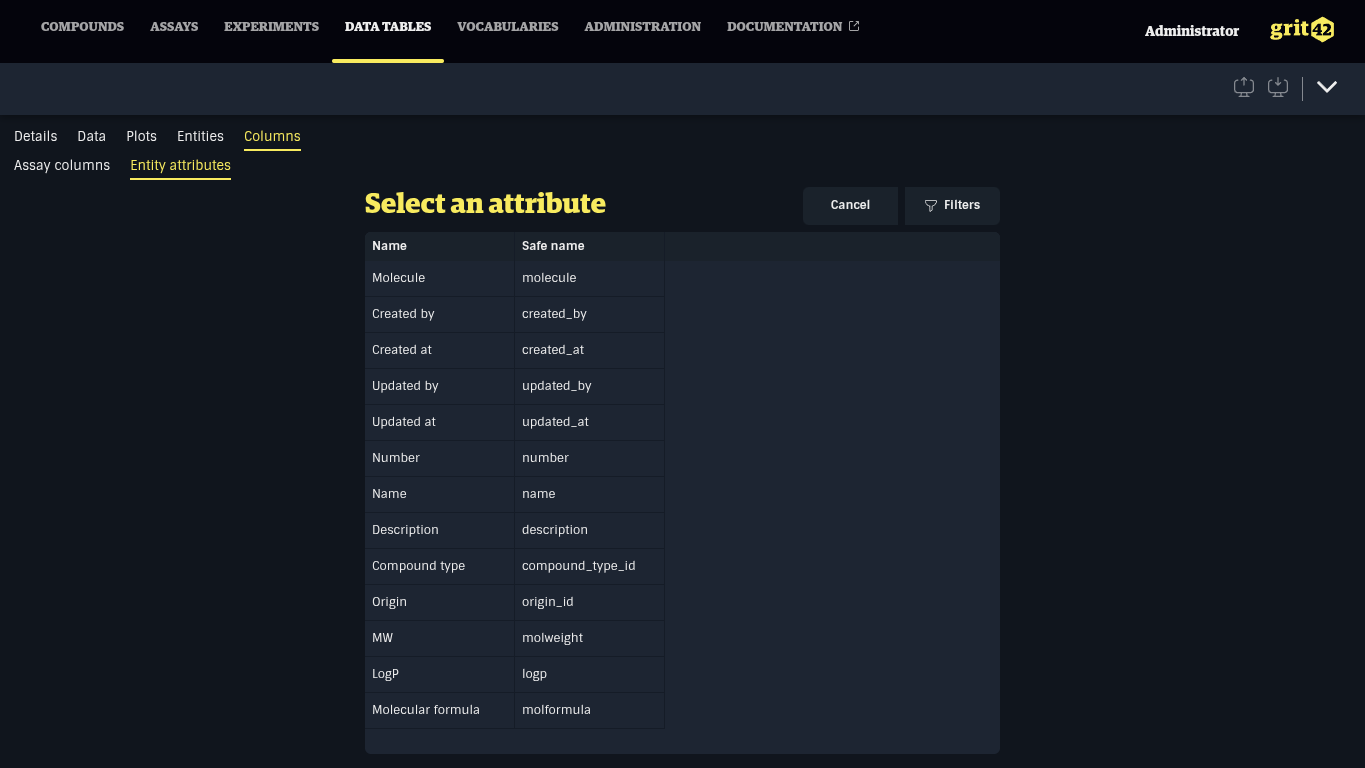 Add entity attribute column